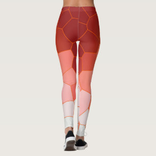 Minimalism Abstract Art Coral Red White Cells Leggings