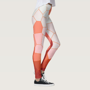 Minimalism Abstract Art Coral Red White Cells Leggings