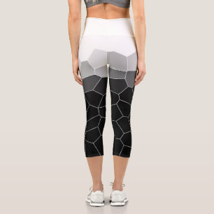 Minimalism Abstract Art Grey White Cells Capri Leggings