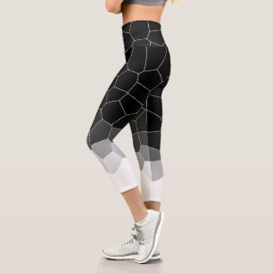 Minimalism Abstract Art Grey White Cells Capri Leggings