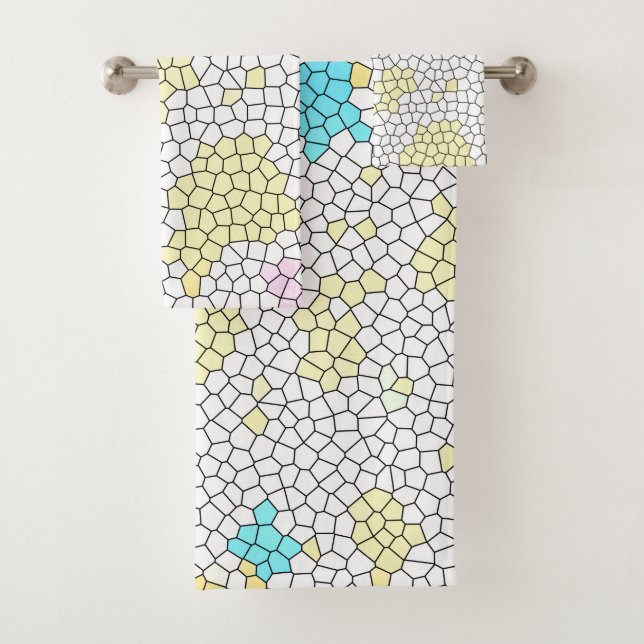 Minimalism Abstract Art Pale Pastel Cells Bath Towel Set (Insitu)