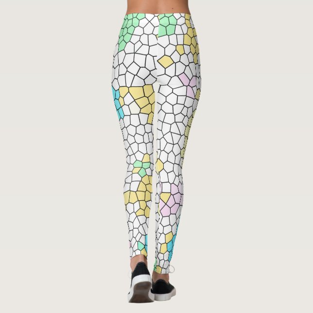 Minimalism Abstract Art Pale Pastel Cells Texture Leggings (Back)