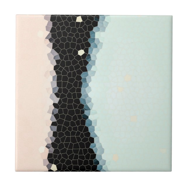 Minimalism Abstract Art Pale Pink Blue Black Tile (Front)