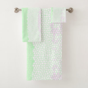 Minimalism Abstract Art Pale Turquoise Green Pink Bath Towel Set