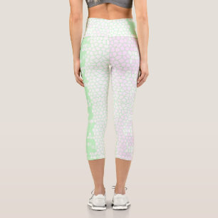 Minimalism Abstract Art Pale Turquoise Green Pink Capri Leggings