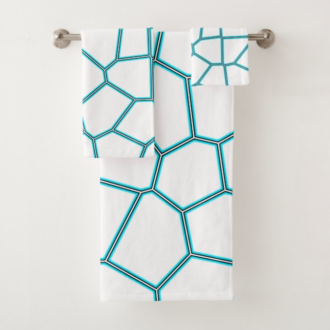 Minimalism Abstract Art Pale Turquoise White Cells Bath Towel Set (Insitu)