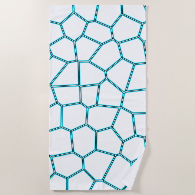 Minimalism Abstract Art Pale Turquoise White Cells Beach Towel (Front)