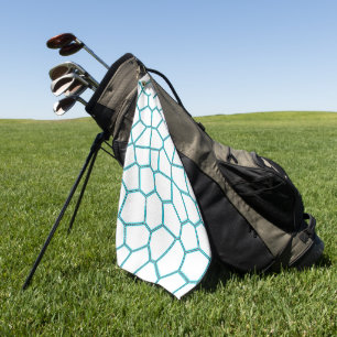 Minimalism Abstract Art Pale Turquoise White Cells Golf Towel