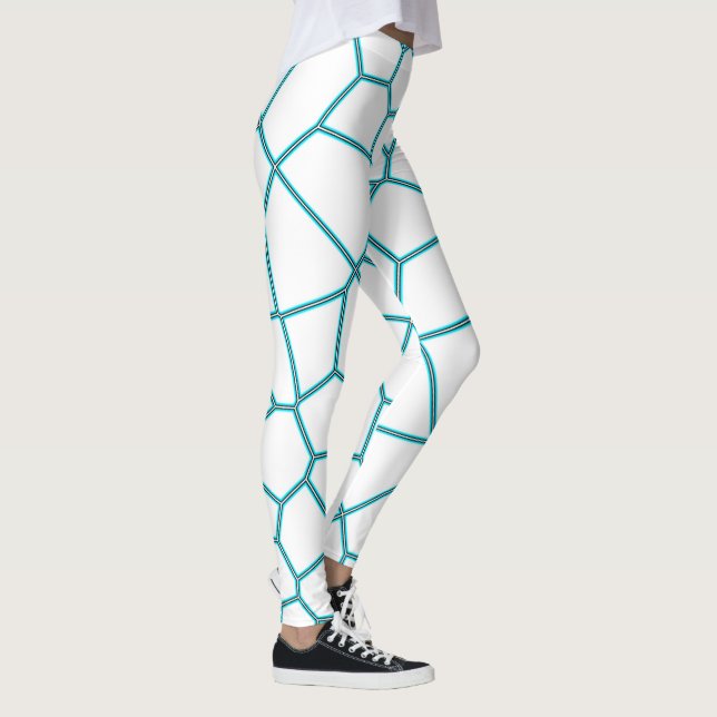Minimalism Abstract Art Pale Turquoise White Cells Leggings (Right)