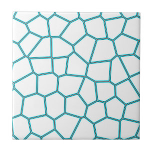Minimalism Abstract Art Pale Turquoise White Cells Tile