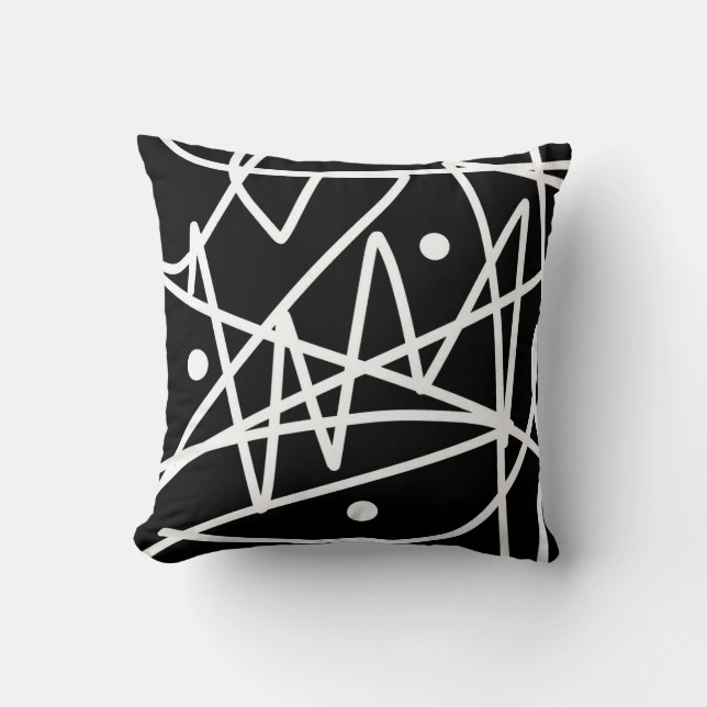 Minimalism Abstract Art Pattern Black White Cushion (Front)
