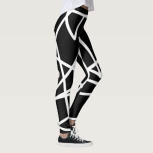 Minimalism Abstract Art Pattern Black White Leggings
