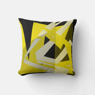 Minimalism Abstract Art Pattern Black White Yellow Cushion