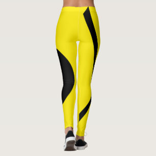 Minimalism Abstract Art Pattern Black Yellow Leggings