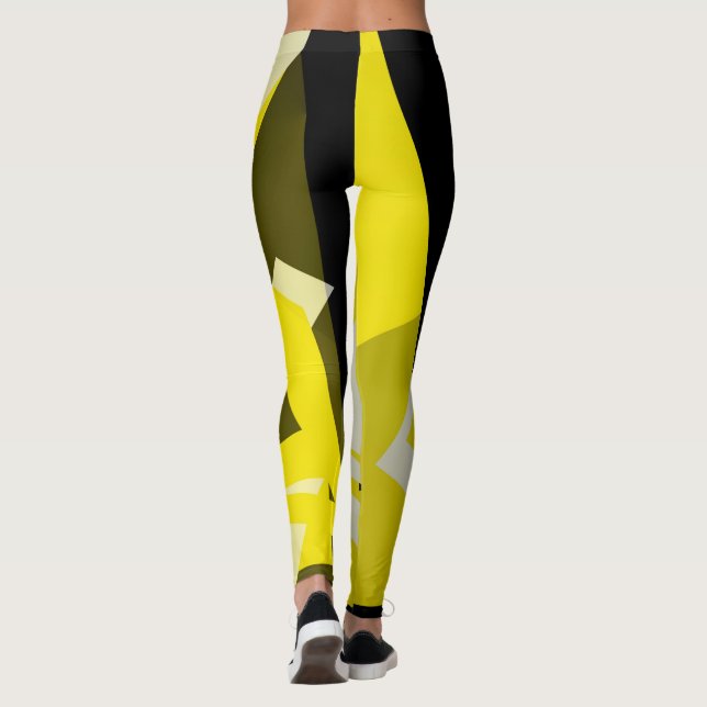 Minimalism Abstract Art Pattern Black Yellow White Leggings (Back)