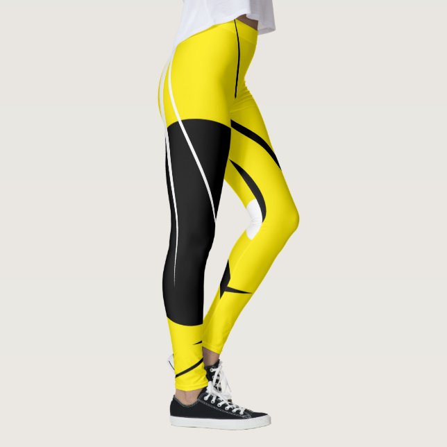 Minimalism Abstract Art Pattern Black Yellow White Leggings (Right)