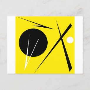 Minimalism Abstract Art Pattern Black Yellow White Postcard