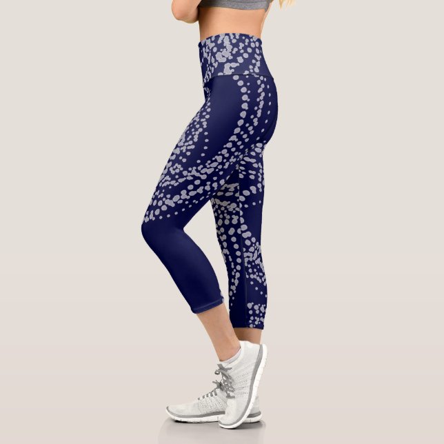 Minimalism Abstract Art Pattern Blue Grey Capri Leggings (Left)