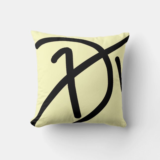 Minimalism Abstract Art Pattern Pale Yellow Black Cushion (Front)