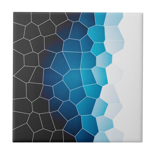 Minimalism Abstract Art Turquoise Blue White Cells Tile (Front)