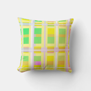 Minimalism Abstract Art Yellow Green Purple Blocks Cushion
