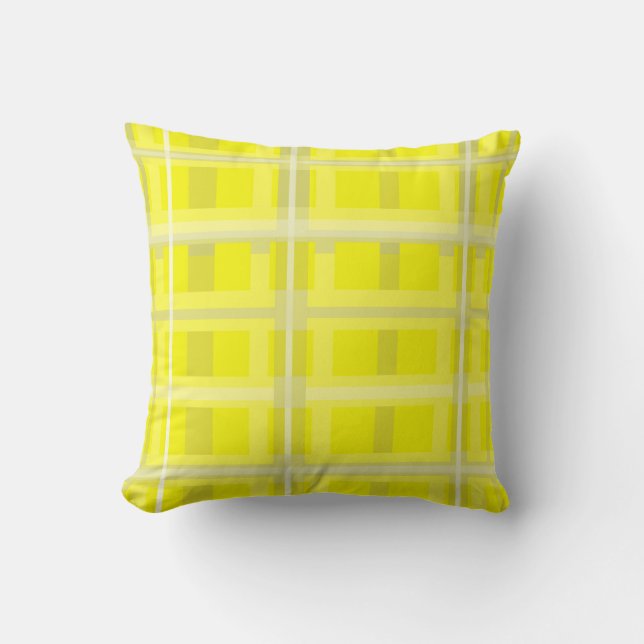 Minimalism Abstract Art Yellow Grey White Blocks Cushion (Front)