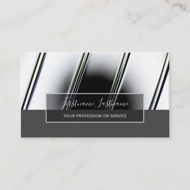 Minimalism abstract chrome surface grey rectangle business card (Front)