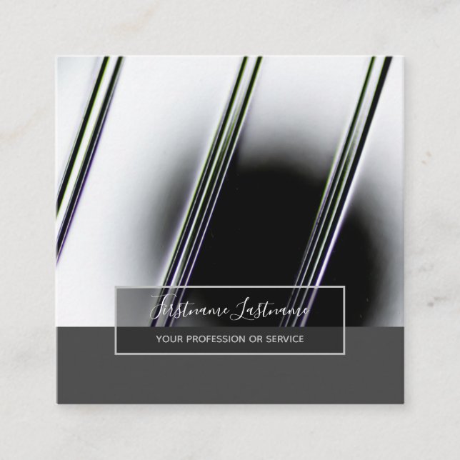 Minimalism abstract chrome surface grey rectangle  square business card (Front)