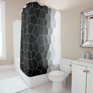 Minimalism Abstract Grey White Cells Shower Curtain