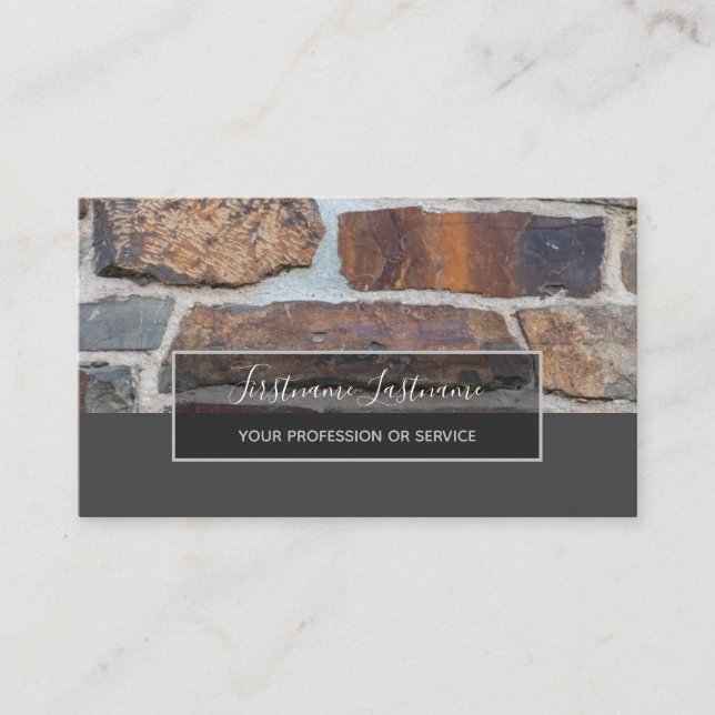 Minimalism ancient castle stonewall grey rectangle business card (Front)