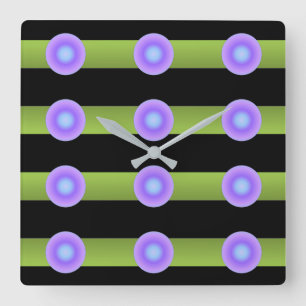 Minimalism Avant-Garde Lime Green and Indigo Square Wall Clock