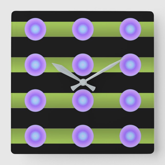 Minimalism Avant-Garde Lime Green and Indigo Square Wall Clock (Front)
