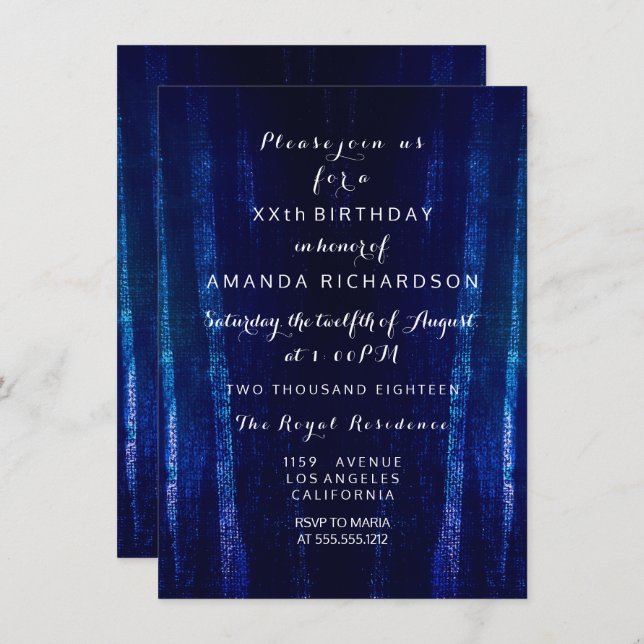 Minimalism Black Blue Navy Event Surprise Abstract Invitation (Front/Back)