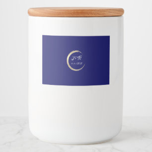 Minimalism Blue White Gold Initials  Party Favour  Food Label