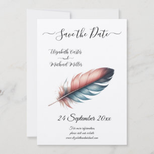  Minimalism Blush Feather Elegant Wedding Save The Date