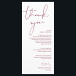 Minimalism Burgundy Script Place Setting Thank You Programme<br><div class="desc">(All colours are customisable) Modern Minimalism Script Place Setting Thank You Card. Share the love and show your appreciation to your guests, when they sit down at their seat and read this personalised charming place setting Thank you card. It's a wonderful way to kick off your special day celebration! Please...</div>