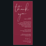 Minimalism Burgundy Script Place Setting Thank You Programme<br><div class="desc">(All colours are customisable) Modern Minimalism Script Place Setting Thank You Card. Share the love and show your appreciation to your guests, when they sit down at their seat and read this personalised charming place setting Thank you card. It's a wonderful way to kick off your special day celebration! Please...</div>