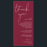 Minimalism Burgundy Script Place Setting Thank You Programme<br><div class="desc">(All colours are customisable) Modern Minimalism Script Place Setting Thank You Card. Share the love and show your appreciation to your guests, when they sit down at their seat and read this personalised charming place setting Thank you card. It's a wonderful way to kick off your special day celebration! Please...</div>