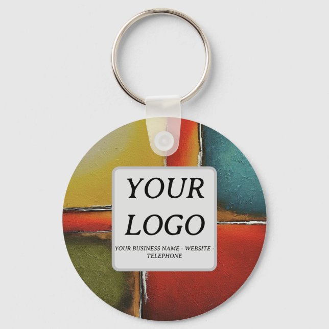 Minimalism Colour Blocking Business Promotional Key Ring (Front)