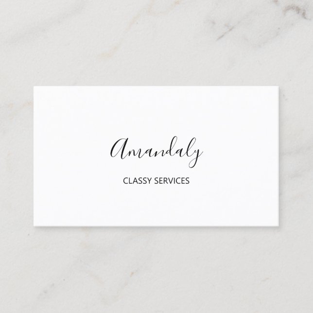 Minimalism Elegant Script Makeup Black White Business Card (Front)
