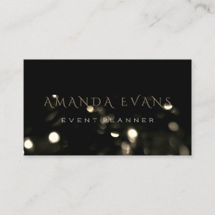 Minimalism Event Planner Black Lights Gold Sparkly Business Card