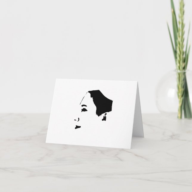 Minimalism Face Sketch Girl Lady Thank You Card (Front)