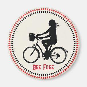 Minimalism Girl with Bicycle  Magnet