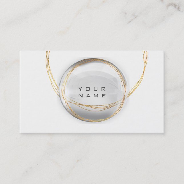 Minimalism Gold White Glass Ball Circles Business Card (Front)