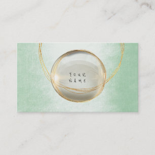 Minimalism Golden Foil Glass Mint Greenery VIP Business Card