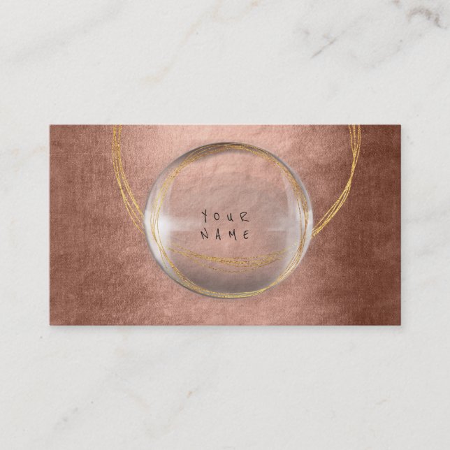 Minimalism Golden Foil Glass Pink Rose Gold Business Card (Front)