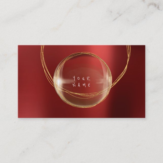 Minimalism Golden Foil Glass Red Framed VIP Business Card (Front)