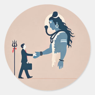 minimalism image of an ordinary person greeting go classic round sticker