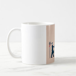 minimalism image of an ordinary person greeting go coffee mug