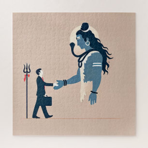 minimalism image of an ordinary person greeting go jigsaw puzzle